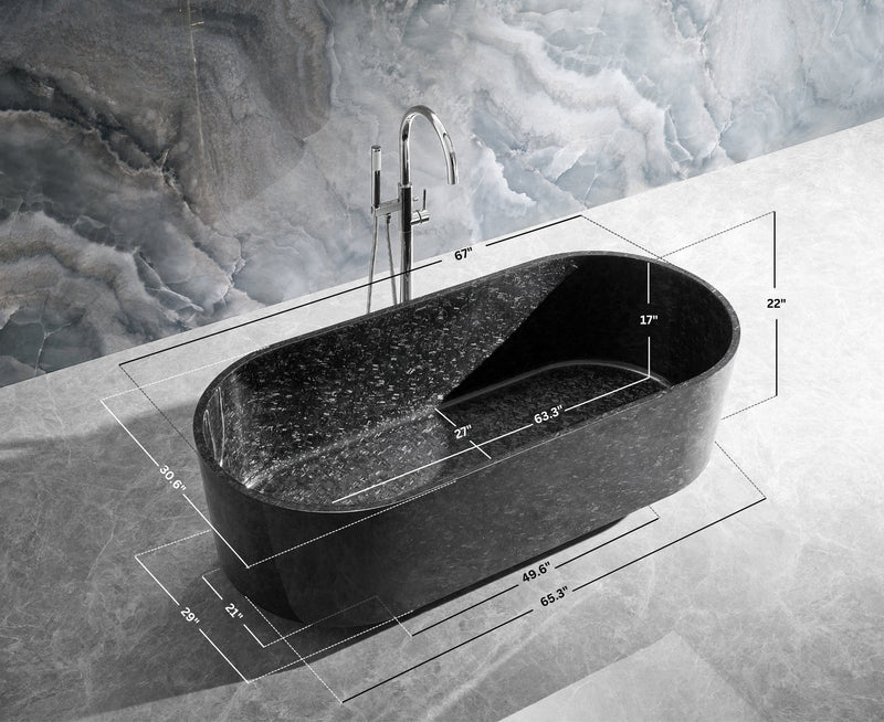 Odessa 67" Freestanding Forged Carbon Fiber Bathtub