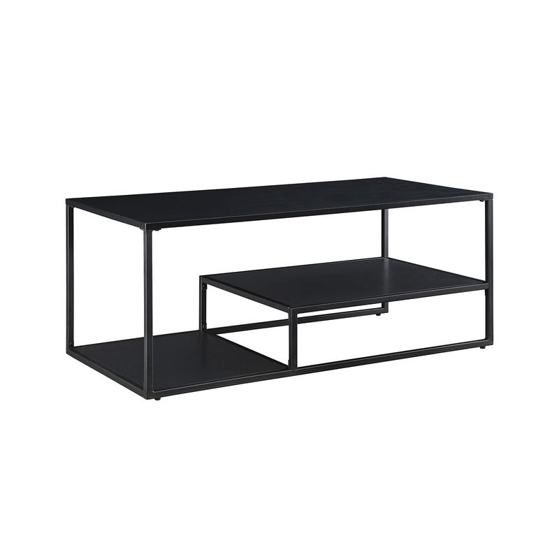 Fasi 40" Metal and Wood Coffee Table with Tiered Shelves