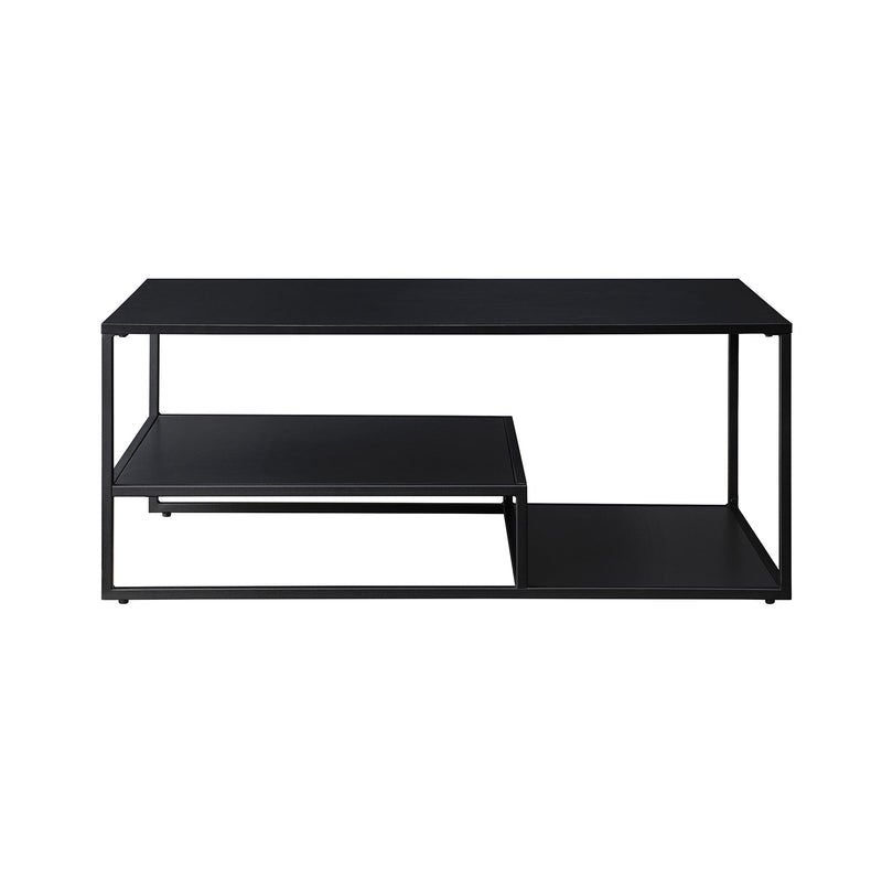 Fasi 40" Metal and Wood Coffee Table with Tiered Shelves