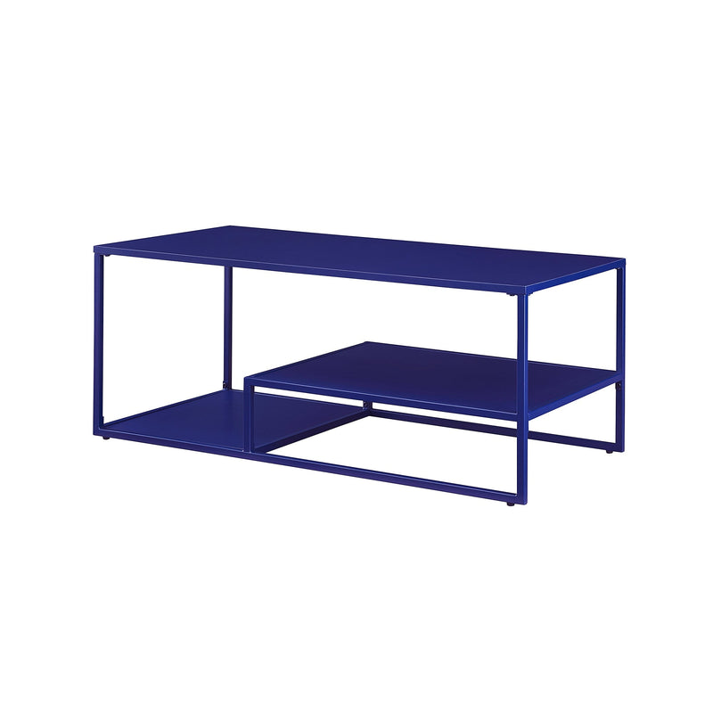 Fasi 40" Metal and Wood Coffee Table with Tiered Shelves