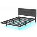 Full/Queen Size Floating Bed Frame with LED and Headboard and Charging Station by LJGDeals