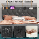 Full/Queen Size Floating Bed Frame with LED and Headboard and Charging Station by LJGDeals