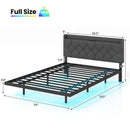 Full/Queen Size Floating Bed Frame with LED and Headboard and Charging Station by LJGDeals