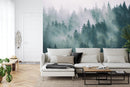 Foggy Forest Mountain Wallpaper Mural.