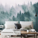Foggy Forest Mountain Wallpaper Mural.