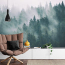 Foggy Forest Mountain Wallpaper Mural.