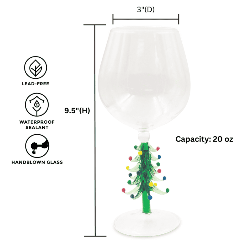 3D Christmas Tree Wine Glasses, dimensions drawing