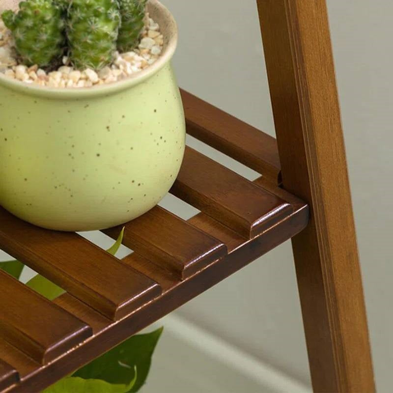 Modern Boho Wooden 4-Shelf Pyramidal Plant Stand, photo 3 of 5
