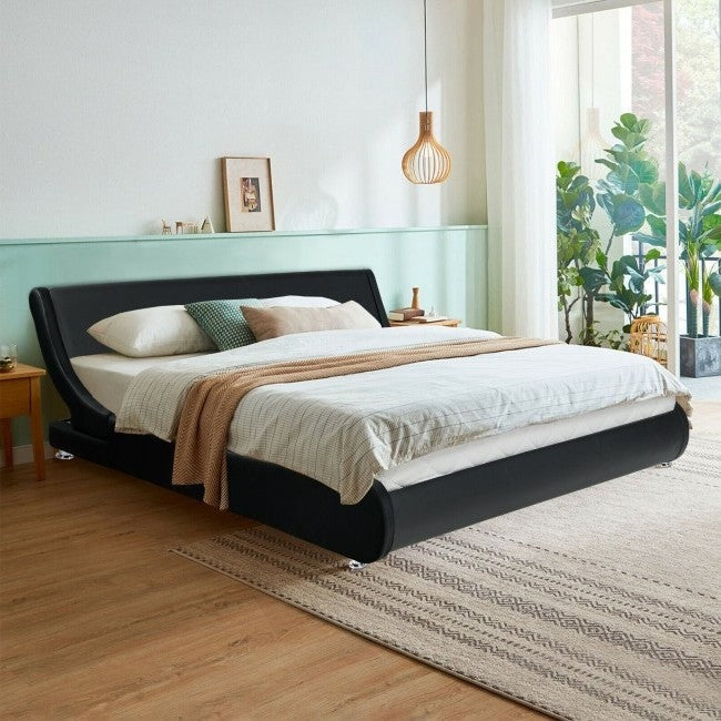 Full Size Modern Faux Leather Upholstered Platform Bed Frame Black, photo 3 of 3