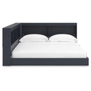 Full size Blue Wooden Corner Storage Bed with Bookcase Headboard and USB Ports