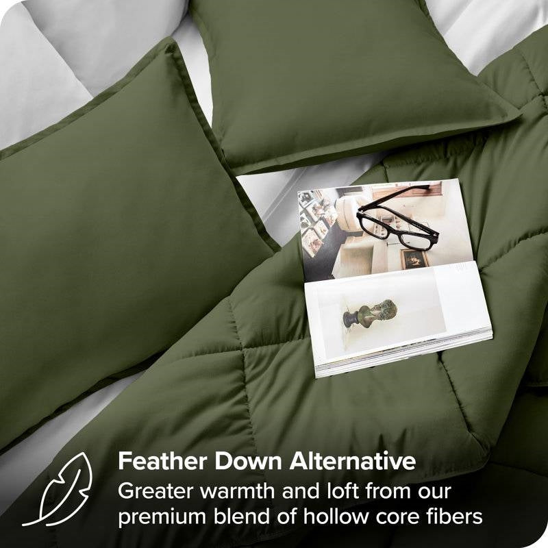 Full/Double size Super Soft Down Alternative Comforter Set in Olive Green, photo 3 of 5