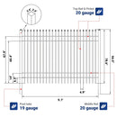10x7 ft Steel Fence with 4 Rails, 30 Panels
