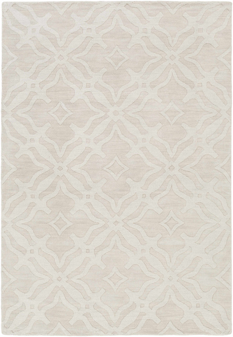 Fyffe Embossed Beige Wool Area Rug
