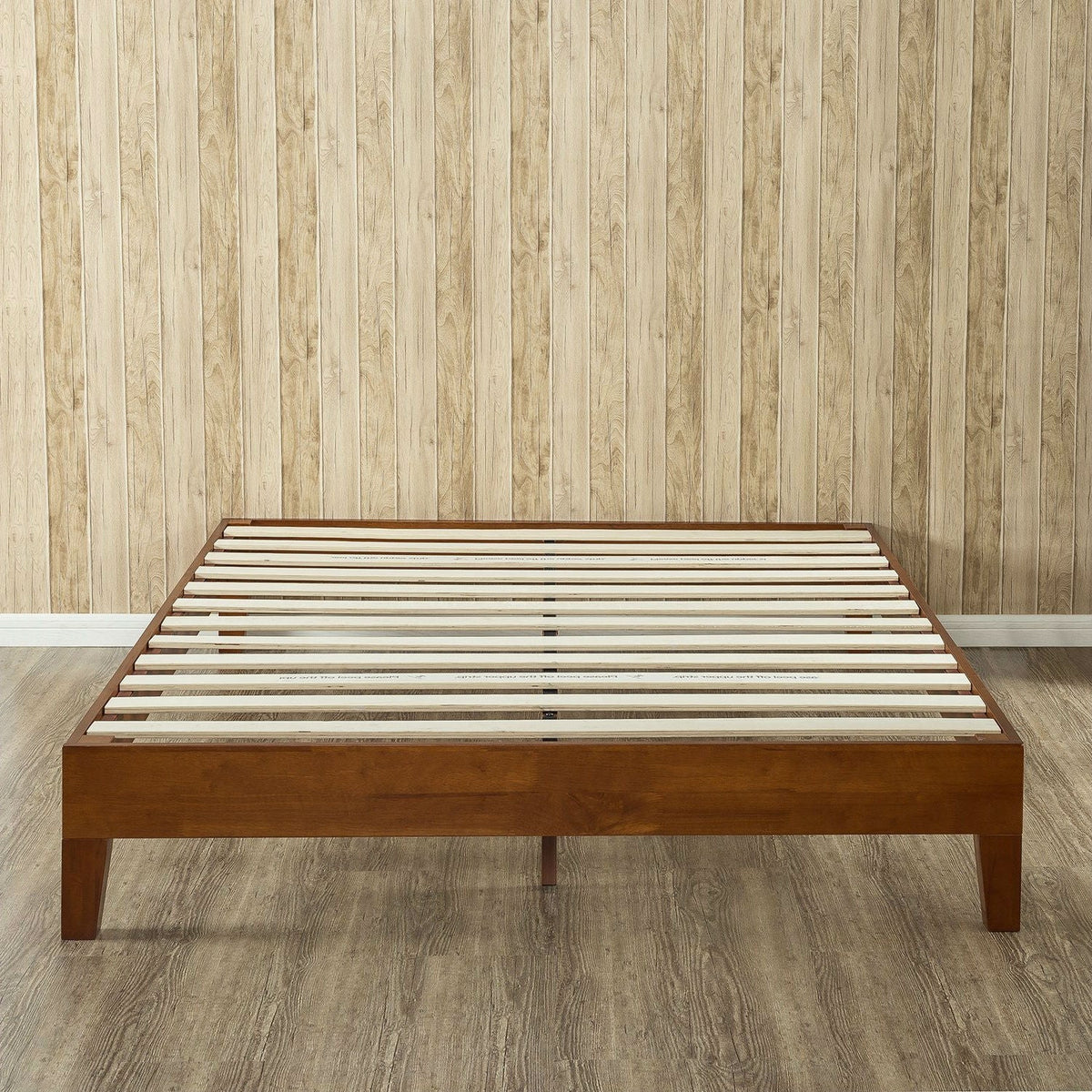 Full size Low Profile Platform Bed Frame in Cherry Wood Finish, photo 3 of 4