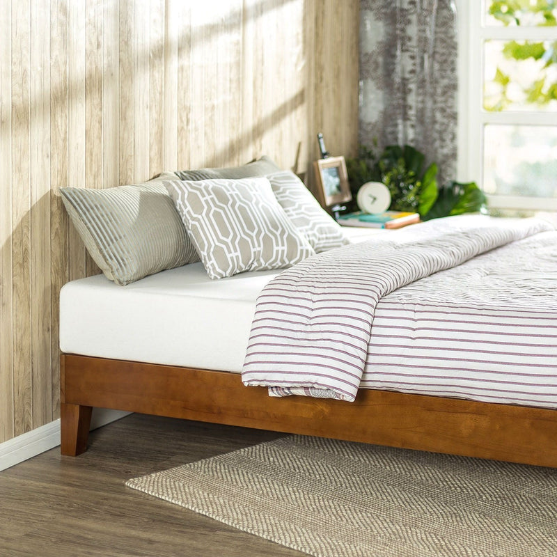 Full size Low Profile Platform Bed Frame in Cherry Wood Finish, photo 4 of 4