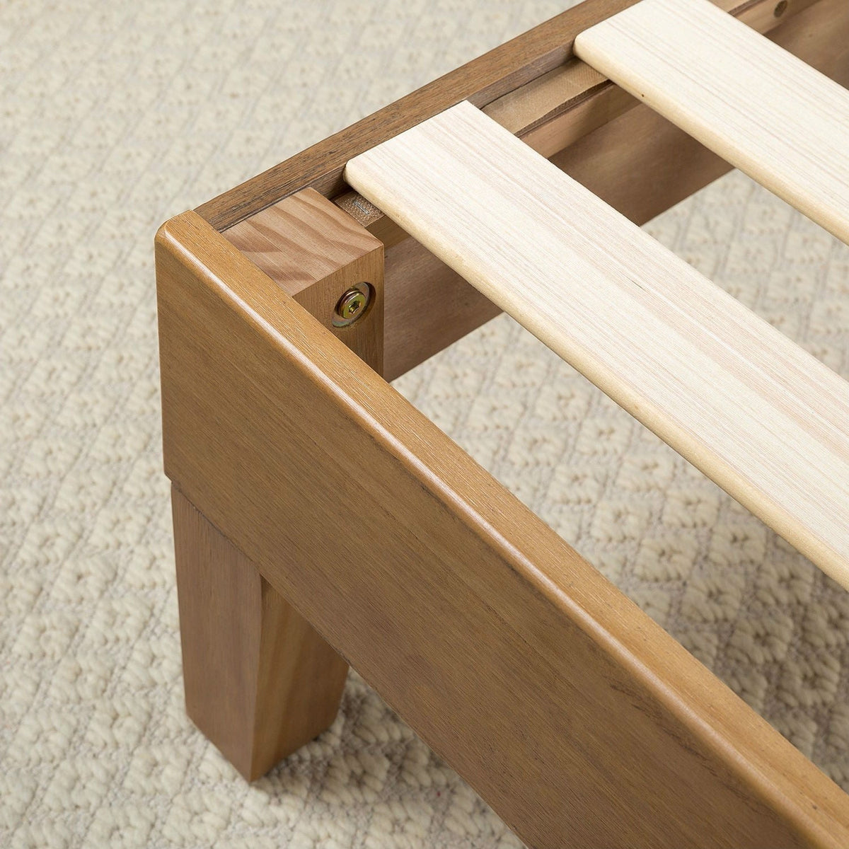 Full size Solid Wood Low Profile Platform Bed Frame in Pine Finish, photo 2 of 3