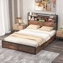 Full/Queen Size Bed Frame with Bookcase Headboard and 4 Storage Drawers by LJGDeals