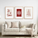 Merry Christmas Minimalist Holiday Decor Poster by Wall Art Set