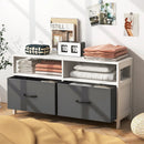 Fabric Chest of Drawers with 2 Drawers and 2 Open Shelves-White by LJGDeals