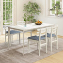 Fabric Kitchen Side Chairs with Rubber Wood Frame and Padded Seat-White by LJGDeals