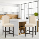 2 Pcs Fabric Nail Head Counter Height Dining Side Chairs Set by LJGDeals