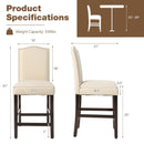 2 Pcs Fabric Nail Head Counter Height Dining Side Chairs Set by DirectDeals