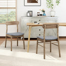 Fabric Upholstered Kitchen Armless Dining Chairs with Rubber Wood Frame Set of 4-Oak by LJGDeals