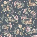 Whimsical Forest Animal Wallpaper – Dark Floral Peel & Stick Mural