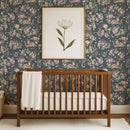 Whimsical Forest Animal Wallpaper – Dark Floral Peel & Stick Mural