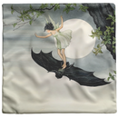"Fairy Riding a Bat" Throw Pillow