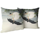 "Fairy Riding a Bat" Throw Pillow