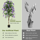 Set of 2 Fake Ficus Plant 6 FT Artificial Wisteria Tree with Natural Trunks and Purple Lifelike Flowers by LJGDeals