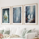 Cute Ghosts Halloween Art Print Gothic Decor Set by Wall Art Set