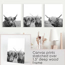 Black White Highland Cow Photo. 3 Piece Wall Art by Wall Art Set