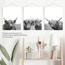 Black White Highland Cow Photo. 3 Piece Wall Art by Wall Art Set