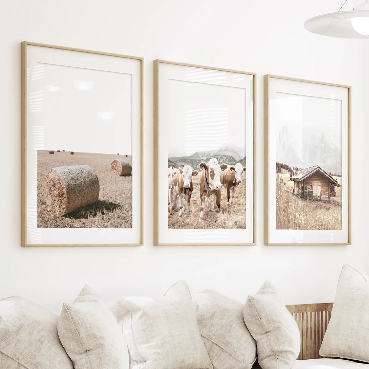 Rustic Fall Set of 3 Posters. Wooden Barn, Cows, Hay Bales, photo 3 of 13