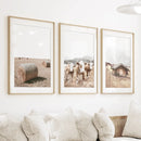 Rustic Fall Set of 3 Posters. Wooden Barn, Cows, Hay Bales by Wall Art Set