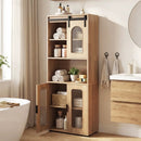 Farmhouse Bathroom Floor Cabinet with Sliding Barn Door by LJGDeals
