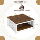 Farmhouse Coffee Table 31 Inch Square Coffee Table with Storage Shelf-White by LJGDeals
