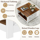 Farmhouse Coffee Table 31 Inch Square Coffee Table with Storage Shelf-White by LJGDeals