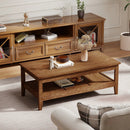 Farmhouse Coffee Table Rustic Cocktail Center Table with Thickened Tabletop by LJGDeals