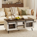 Farmhouse Coffee Table with Sliding Doors and Adjustable Shelf by DirectDeals