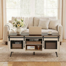 Farmhouse Coffee Table with Sliding Doors and Adjustable Shelf by LJGDeals