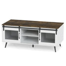 Farmhouse Coffee Table with Sliding Doors and Adjustable Shelf by LJGDeals