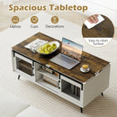 Farmhouse Coffee Table with Sliding Doors and Adjustable Shelf by DirectDeals