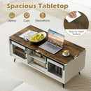 Farmhouse Coffee Table with Sliding Doors and Adjustable Shelf by LJGDeals
