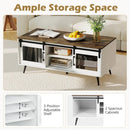 Farmhouse Coffee Table with Sliding Doors and Adjustable Shelf by DirectDeals