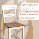 Farmhouse Dining Bar Stool Set of 2 with Solid Rubber Wood Frame-White
