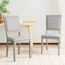 Farmhouse Dining Chair Set of 2 Fabric Upholstered Kitchen Chairs-Grey by LJGDeals