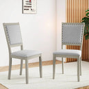 Farmhouse Dining Chair Set of 2 Fabric Upholstered Kitchen Chairs-Grey by LJGDeals